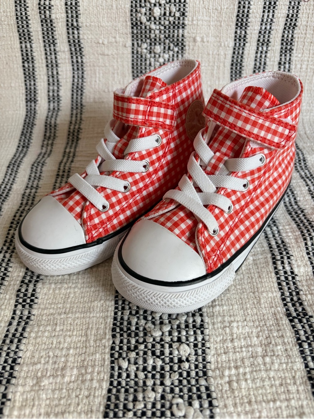 Converse Toddler High Top Velcro Strap Sneakers ~ gingham ~ pumpkin patch ~ fall